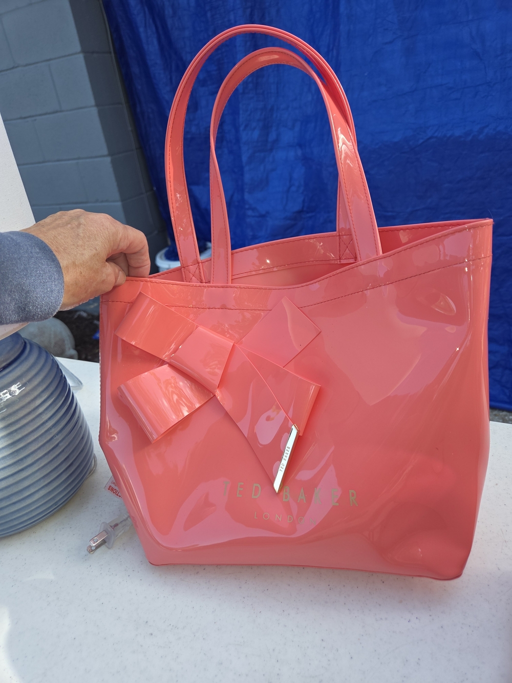 Ted Baker Coral Pink Patent Bow Tote